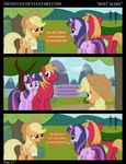 apple applejack_(mlp) apron big_macintosh_(mlp) blonde_hair brother_and_sister bush comic cowboy_hat cutie_mark dialog diegotan english_text equine eyes_closed female feral friendship_is_magic fruit green_eyes group hair hat hi_res horn horse male mammal money multi-colored_hair my_little_pony open_mouth orange_body orange_hair pink_body pink_hair pony purple_body purple_hair red_body sibling surprise text three_color_hair tree twilight_sparkle_(mlp) unicorn wood yelling 