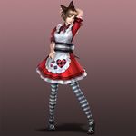  1girl alice alice_(wonderland)_(cosplay) alice_in_wonderland brown_hair shin_sangoku_musou sun_shang_xiang 