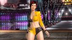  1girl 3d breasts character_name cleavage dead_or_alive dead_or_alive_5 dress indoors large_breasts looking_at_viewer midriff mila_(dead_or_alive) mila_(doa) official_art race_queen red_hair short_hair solo spaniard tecmo 
