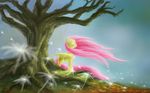  cloud clouds equine eyes_closed feathers female feral flower fluttershy_(mlp) friendship_is_magic grass hair horse long_hair mammal my_little_pony nelvakre outside pegasus pink_hair pony sky smile solo tree windy wings 