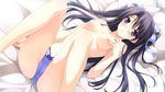  bed berrys black_hair blush breasts cameltoe game_cg morikubo_yuna nipples panties purple_eyes sphere suzuhira_hiro topless twintails underwear 