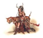  bow bow_(mlp) bra breasts brown_hair dungeons_&amp;_dragons elf feline female fur hair horn human jesper_ejsing knife long_hair magic_user mammal packlord_paragon polearm shaman skirt staff tiger tribal_spellcaster underwear wizards_of_the_coast yellow_eyes 