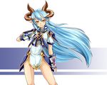  blue_hair demon_girl horns long_hair nam_(valckiry) original pointy_ears simple_background smile solo succubus very_long_hair yellow_eyes 