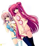  2girls absurdres blush bra highres multiple_girls red_hair sekai_seifuku_kanojo tono_sakurako underwear undressing yamino_yumeko 