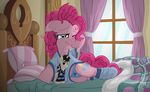  absurd_res bed bedroom blue_eyes clothing cutie_mark doll duo equine female feral friendship_is_magic fur hair hi_res horn horse inside mammal my_little_pony panties pillow pink_fur pink_hair pinkie_pie_(mlp) plushie pony socks template93 underwear unicorn 