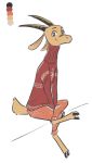  2018 antelope anthro barefoot clothed clothing crossed_legs disney fan_character fuel_(character) horn ittybittykittytittys looking_at_viewer male mammal simple_background sitting smile solo sweater white_background zootopia 