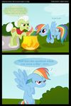  blue_fur blue_skin bush cauldron comic crossover cutie_mark dialog diegotan english_text equine female feral fire friendship_is_magic fur gold granny_smith_(mlp) hair horse mammal mane multi-colored_hair my_little_pony outside pegasus pony rainbow rainbow_dash_(mlp) rainbow_hair text white_hair wings wood 