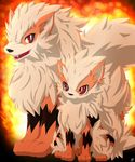  fangs fire fur gen_1_pokemon growlithe highres no_humans pokemon pokemon_(creature) red_eyes shiongaze 