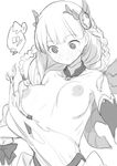  blush braid breasts greyscale hair_ornament large_breasts light_valkyrie_(p&amp;d) long_hair looking_down monochrome nipples nora_higuma open_mouth puzzle_&amp;_dragons sketch solo sweatdrop torn_clothes tri_braids valkyrie_(p&amp;d) wardrobe_malfunction 