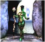  anthro breasts cane dragon female green_skin headdress priest xrayzebra4 