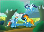  blue_feathers blue_fur blue_hair bodysuit equine female feral friendship_is_magic fur group hair horse male mammal multi-colored_hair my_little_pony pegasus pony rainbow_dash_(mlp) rainbow_hair skinsuit soarin_(mlp) spitfire_(mlp) toxic-mario tree wings wonderbolts_(mlp) wood yellow_feathers yellow_fur 