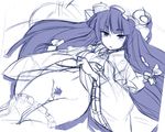  :&lt; breasts long_hair medium_breasts monochrome nada_haruka no_nose patchouli_knowledge pubic_hair pussy sketch thighhighs touhou very_long_hair 