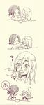  christa_renz comic feeding food monochrome multiple_girls puni_(artist) shingeki_no_kyojin simple_background tareme translated upper_body wide-eyed yellow_background ymir_(shingeki_no_kyojin) yuri 