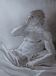  abs bad_id bad_pixiv_id fate/zero fate_(series) kotomine_kirei male_focus monochrome nipples shirtless solo taa_(acid) 