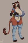  &lt;3 big_breasts black_nipples blue_eyes breasts brown_hair canine dbd ear_piercing feline female hair hybrid legwear lion mammal nipple_piercing nipples one_breast_out piercing plain_background solo standing stockings underwear voluptuous wolf 