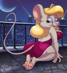  bedroom_eyes big_butt butt clothed clothing dress female hair kneeling long_hair looking_at_viewer mouse rodent seththedragon smile solo strapless_dress wide_hips 