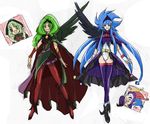  3girls adapted_costume alternate_costume bad_end_beauty bad_end_march bad_end_precure belt blue_eyes blue_hair boots concept_art cosplay dark_persona double_v fingerless_gloves gloves green_eyes green_hair hair_ornament hair_tubes happy harlequin joker_(smile_precure!) joker_(smile_precure!)_(cosplay) long_hair looking_at_viewer majorina majorina_(cosplay) mask multiple_girls open_mouth ponytail precure purple_legwear red_legwear ribbon shirt simple_background sketch skirt smile_precure! uiuihatimitu v very_long_hair white_background wings 