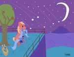  absurd_res apple big_macintosh_(mlp) blonde_hair blue_eyes blue_fur blue_hair couple cuddling cutie_mark duo equine female feral friendship_is_magic fruit fur green_eyes hair harness hi_res horn horse male mammal meteor_shower moon my_little_pony night outside pony princess_luna_(mlp) red_fur shooting_star silentecho stars tree winged_unicorn wings wood 