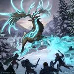  cervine elk female human magic magic_the_gathering magic_user male mammal primal_elk shield snow tree winona_nelson wiona_nelson wizards_of_the_coast 