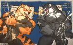 abs absurd_res anthro arcanine balls biceps big_penis blush bodily_fluids competition cum cum_on_balls cum_on_hand cum_on_penis cumshot duo ejaculation eye_contact generation_1_pokemon generation_8_pokemon genital_fluids genitals hi_res licking licking_lips licking_own_lips looking_at_another lying male male/male masturbation muscular muscular_male nintendo nipples nude obstagoon on_back penis penis_grab pillow pokemon pokemon_(species) pubes qwertyuiop4082 sexual_competition tongue tongue_out