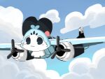  :3 ai-generated_art_(topic) aircraft airplane animal_ears blush_stickers bombardiro_crocodilo chattino_(raora_panthera) cloud commentary flying highres hololive hololive_english italian_brainrot_ai_animals_(meme) meme motion_blur no_humans outdoors propeller virtual_quokka virtual_youtuber 