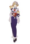  1girl alice_margatroid alternate_costume black_shoes blonde_hair blue_dress blue_eyes bow corset doll dress expressionless frills full_body glasses hair_bow hairband highres hourai_doll lolita_hairband long_sleeves medium_hair ribbon round_eyewear shanghai_doll shoes solo touhou zenritsu 