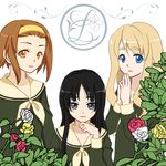  akiyama_mio black_eyes black_hair blonde_hair blue_eyes brown_eyes brown_hair cosplay flower hairband k-on! kotobuki_tsumugi long_hair look-alike maria-sama_ga_miteru mishiyomi_kazumi multiple_girls rose school_uniform serafuku short_hair tainaka_ritsu 