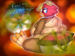 anthro avian big_butt bird breasts butt clothed clothing crown digital_media_(artwork) duo facesitting fart fart_cloud farting_on_another farting_on_face female galliform hair headgear hi_res holidays inactivelime male male/female mammal phasianid simple_background sitting_on_another tail text thanksgiving turkey