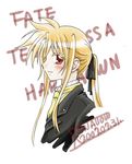  2007 artist_request blonde_hair blush character_name dated fate_testarossa formal lyrical_nanoha mahou_shoujo_lyrical_nanoha red_eyes smile suit 