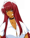  bandages choker dark_skin hairu long_hair original red_hair solo 