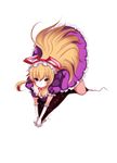  all_fours banned_artist blonde_hair breasts brown_eyes cleavage elbow_gloves eyes gap gloves hat large_breasts long_hair simple_background solo tetsubuta touhou white_gloves yakumo_yukari 