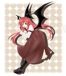  bat_wings gyokurocha head_wings koakuma long_hair red_eyes red_hair red_string solo string touhou wings 