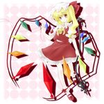  blonde_hair flandre_scarlet gyokurocha hat one_side_up ponytail red_eyes red_string short_hair solo string touhou wings 