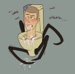 after_sex bodily_fluids crying cum cum_from_mouth cum_in_mouth cum_inside cum_vomit genital_fluids hi_res humanoid looking_at_viewer male mammal not_furry puppyratcat shaking simple_background skibidi_toilet skibidi_toilet_(species) solo tears toilet trembling vomit vomiting white_eyes