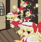  bad_id bad_pixiv_id blonde_hair clone flandre_scarlet four_of_a_kind_(touhou) hat highres minato18 multiple_girls one_side_up ponytail red_eyes short_hair touhou wings 