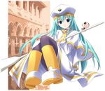  alice_carroll aqua_hair aria blue_eyes hat pantyhose president_maa sakana solo staff 