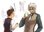  coffee formal godot gyakuten_saiban gyakuten_saiban_3 gyakuten_saiban_4 kobashi male_focus mask multiple_boys necktie odoroki_housuke suit translated 