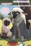 2:3 alternate_version_at_paywall bovid canid canine canis caprine dialogue disguise duo english_text fable female feral fur grey_body grey_fur hi_res interspecies lying male male/female mammal on_back sheep size_difference text vavacung white_body white_fur wolf wolf_in_sheep&#039;s_clothing