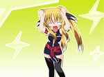  1girl animated animated_gif artist_request blush caramelldansen dancing eyes_closed fate_testarossa female lyrical_nanoha mahou_shoujo_lyrical_nanoha meme open_mouth solo thighhighs zettai_ryouiki 