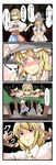  4koma alice_margatroid blonde_hair bow character_doll closed_eyes comic crying hat highres kirisame_marisa multiple_girls open_mouth puppet_strings short_hair smile tenko_(gintenko) touhou translated 