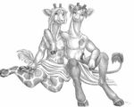  barefoot biceps duo fur gay giraffe hooves horn looking_at_viewer male mammal monochrome muscles plain_background sabretoothed_ermine scan simple_background sitting sketch smile spots tail_tuft topless towel traditional_media transformation tuft white_background 