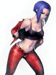  blue_eyes blue_hair breasts cleavage covered_nipples forehead fumio_(rsqkr) ghost_in_the_shell ghost_in_the_shell_arise jacket kusanagi_motoko lips medium_breasts midriff navel open_clothes open_fly open_jacket panties short_hair short_messy_bangs simple_background solo tank_top underwear undressing unzipped 
