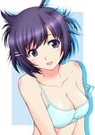  black_eyes black_hair bra hanekawa_tsubasa messy_hair monogatari_(series) nekomonogatari no_eyewear ranshin short_hair solo strap_slip underwear 