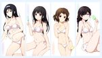  bikini black_hair blue_eyes bob_cut breasts brown_hair chitanda_eru cleavage collarbone food glasses hair_between_eyes hyouka ibara_mayaka irisu_fuyumi juumonji_kaho long_hair medium_breasts mole mole_under_eye multiple_girls navel popsicle purple_eyes shian_(my_lonly_life.) short_hair side-tie_bikini swimsuit thigh_gap 