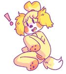  animal_crossing breasts embarrassed female hindpaw isabelle_(animal_crossing) lamm nintendo nude paws pussy video_games 