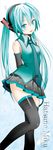  aqua_eyes aqua_hair bad_id bad_pixiv_id character_name detached_sleeves hatsune_miku headset long_hair necktie skirt solo thighhighs twintails vocaloid yukihane 