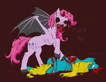  absurd_res annonymouse blonde_hair blood cannibal cutie_mark dead demonic english_text equine female feral friendship_is_magic gore hair hard_vore hi_res horn horse looking_at_viewer lying mammal my_little_pony nightmare_fuel on_side original_character pink_eyes pink_hair pinkie_pie_(mlp) plain_background pony red_eyes tears teats teeth text vorarephilia vore wings 