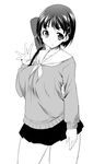  bob_cut greyscale kagura_tsukune kirigaya_suguha monochrome school_uniform serafuku short_hair sweater sword_art_online waving weapon_bag 