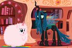  blue_eyes changeling equine female feral fluffle_puff friendship_is_magic green_eyes green_hair hair horn horse mammal messy_hair mixermike622 my_little_pony pink_hair pony queen_chrysalis_(mlp) wings 