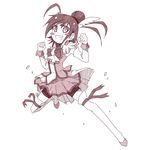  blush_stickers boots cure_sunny dress hino_akane_(smile_precure!) kouji_(campus_life) lowres monochrome precure short_hair smile_precure! solo thigh_boots thighhighs 